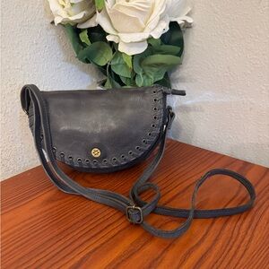 Chic Black Crossbody Bag with Eyelet Accents